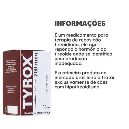 Imagem de Repositor Hormonal para Cachorro Cepav Tyrox 200mg 60 Comp