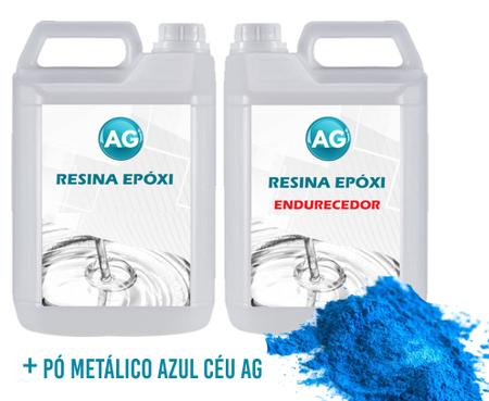 Imagem de Resina Epóxi 1KG + Pó Metálico Azul Céu AG