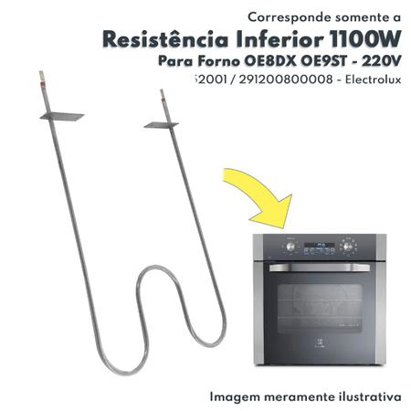 Imagem de Resistência Inferior Para Forno Elétrico OE8DX OE8TX OE9ST BRZ 1100w 220v Electrolux Original A08052001 291200800008