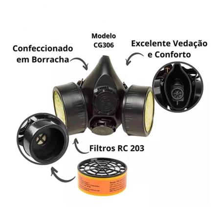 Imagem de Respirador Semi Facial com Filtro CG304N  RC 1-P2 Carbografite