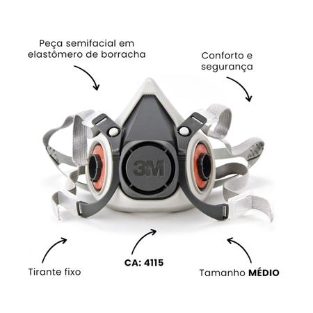 Imagem de Respirador semifacial reutilizável 6200 máscara completa 3m 
