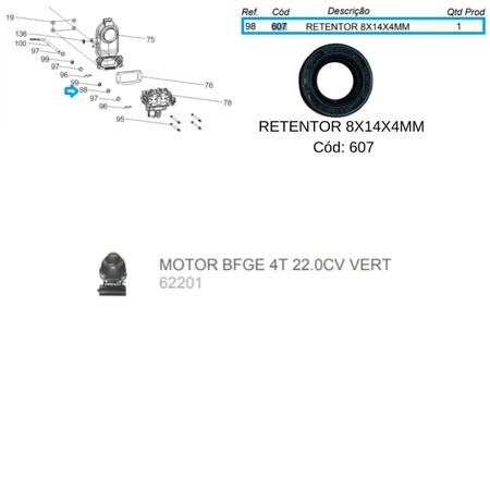 Retentor 8X14X4MM do Motor BFG(E) 15.0cv Buffalo Original Imagem de Retentor 8X14X4MM do Motor BFG(E) 15.0cv Buffalo Original
