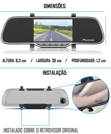 Imagem de Retrovisor + Câmera de Ré Pioneer com Câmera Frontal VREC-200