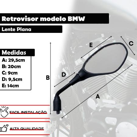 Imagem de Retrovisor Esportivo Bmw F800 Fixo Rosca Honda Para Cg 125 150 Twister 190 Cb 300 Biz  Pop 100 Titan