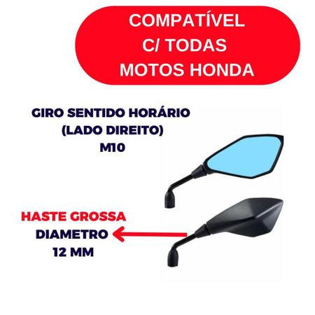 Imagem de Retrovisor GVS Kawasaki Z400 Lente Convexa Azul Rosca Honda - GVS Premium