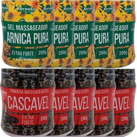 Imagem de Revenda Atacado 5 Gel Massageador Arnica Pura 200g + 5 Pomada Massageadora Cascavel 200g