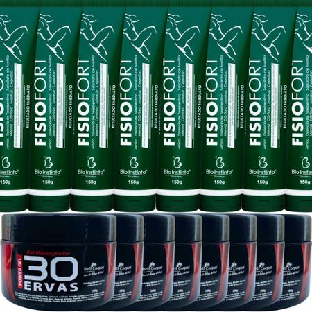 Imagem de Revenda Atacado 8 Gel 30 Ervas Power 300g + 8 Pomada Massageadora Fisiofort 150g