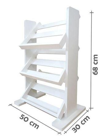 Imagem de Revisteiro de Piso Chão Porta Revistas Livros - Branco Laca