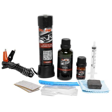 Imagem de Revitalizador De Farol Verniz Uv a vapor Polímero recupera e restaura Farol Drfarol elimina amarelos e trincados kit hobby fácil faça você mesmo prime