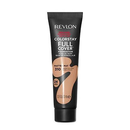 Imagem de Revlon ColorStay Full Cover Longwear Matte Foundation, Heat & Sweat Resistant Lightweight Face Makeup, Warm Golden (310), 1.0 oz
