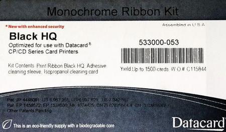 Imagem de Ribbon Datacard Preto k 533000-053 P/ CD800