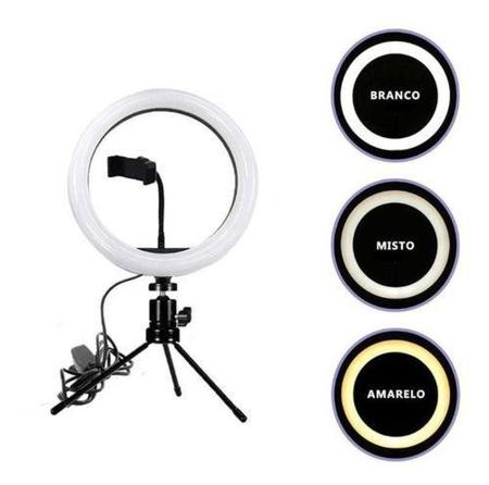 Imagem de Ring light 6 polegadas com tripé de mesa usb 16cm + suporte para smartphone - Xtrad