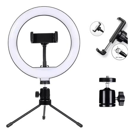 Imagem de Ring Light LED Bicolor Iluminador 26cm com Suporte para Celular - M26