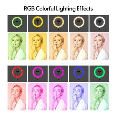 Imagem de Ring Light Rgb Colorida 26 Centimetros Led + Tripé 2.10 M