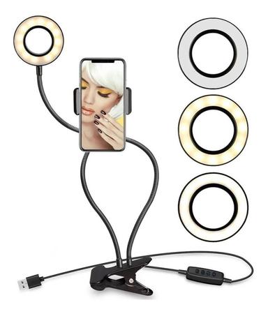 Imagem de Ring Light + Suporte Celular Selfi Luminaria Abajur Youtube