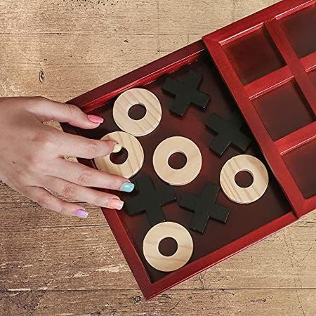Imagem de RNK Gaming Wooden Tic Tac Toe Jogo de tabuleiro para crianças ou adultos Decoração clássica da mesa de centro