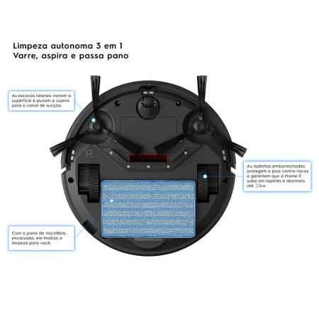 Imagem de Robô Aspirador de Pó Electrolux 3 em 1 com Sensor Antiqueda até 2h20 min Preto (ERB10)