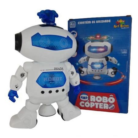 Mini Robô Cóptero Dançante Com Hélice Luzes E Sons Movimentos