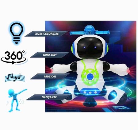 Mini Robô Cóptero Dançante Com Hélice Luzes E Sons Movimentos Giratórios  360º Com Música Presente Meninos e Meninas Crianças Cor Branca LINHA  PREMIUM SYANG