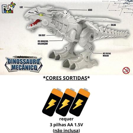 Dinossauro Robô Mecânico Dino Rex Anda Com Luz E Som - Fun Game - Robô -  Magazine Luiza