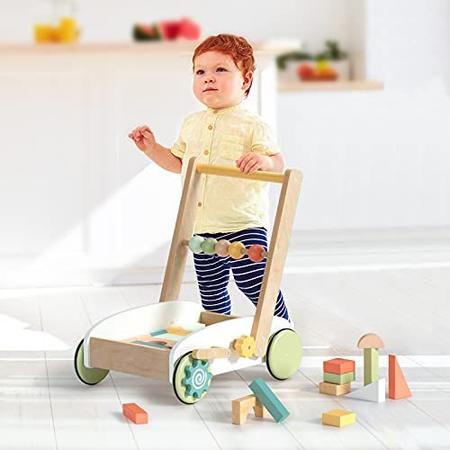 Imagem de ROBUD Madeira Bebê Walker Empurrar Brinquedos para Bebês Aprendendo a Andar com rodas Construindo Blocos De Brinquedos Educacionais Infantis por 10-24 Meses