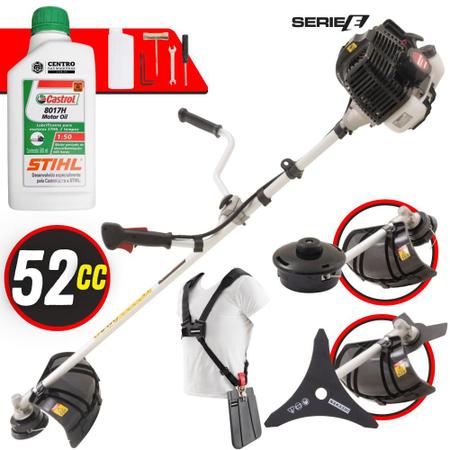 Imagem de Roçadeira Profissional Lateral Kawashima KW52-LE Série E À Gasolina 2T 52cc 2,5HP Robusta de Alta Performance e Potência Com Lâmina 3 Pontas e Carretel Nylon + ÓLEO CASTROL STIHL 2T