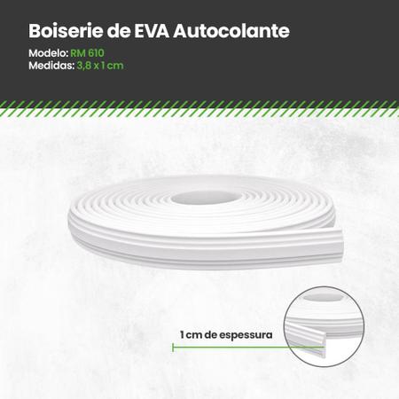 Imagem de Roda Meio de Eva Boiserie Autocolante Branco Meu Rodapé 3,8cm - 2,5m
