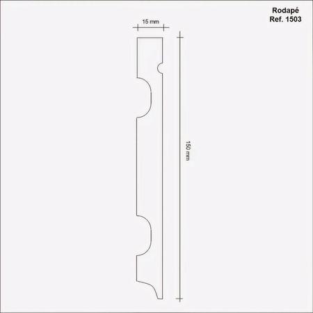 Imagem de Rodapé de MDF 15cm x 15mm x 2,40m Frisado Resistente a Umidade Moldufama 1503