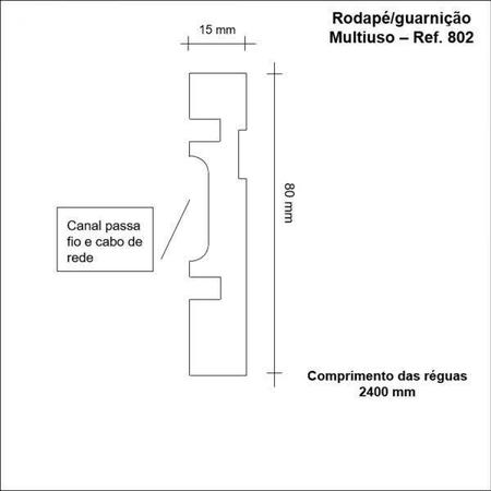 Imagem de Rodapé de MDF 8cm x 15mm x 2,40m Frisado Resistente a Umidade Moldufama 802