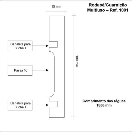 Imagem de Rodapé MDF 1001 Moldufama 15mmx10cm Metro Linear - Caixa com 1,80m - Branco