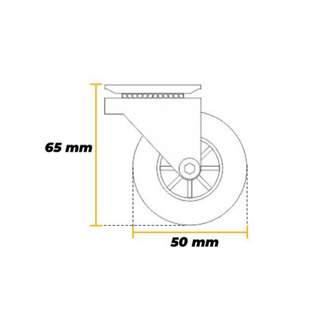 Imagem de Rodizio Ou Rodinha Para Móveis Ø50 Mm Sem Freio Transparente