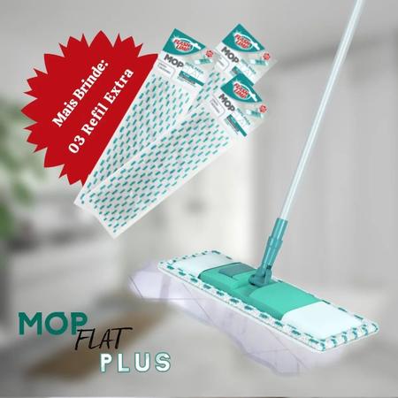 Imagem de Rodo Esfregão Mop Flat Plus 360 Microfibra + 3 Refil Extra