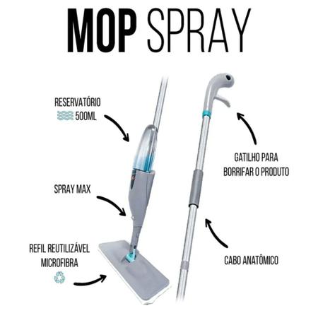 Imagem de rodo mágico dobrável mop spray limpeza vassoura esfregao vidros cozinha casa quarto pisos porcelanato top