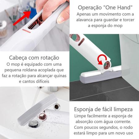 Imagem de Rodo Portátil Mini Mop Limpeza 30cm Branco