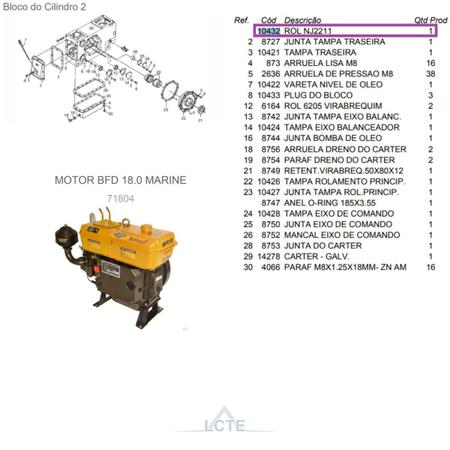 Imagem de Rolamento NJ2211 do Motor BFD 18.0cv Marine Buffalo 10432