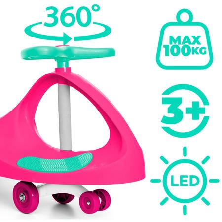 Imagem de Rolimã Carrinho Infantil Volante Que Gira 360 Ginga Car Cor Rosa E Verde - Unitoys