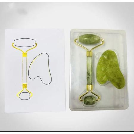 Imagem de Rolo de Jade de 3 Peças E Conjunto de Gua Sha Rolo Facial para Kit Massageador de Rosto de Pedra Kit de Ferramen