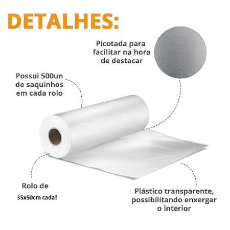 Imagem de Rolo De Sacos Plásticos Para Alimentos 500 Rolos 35x50cm Alta Resistência Bobina Picotada
