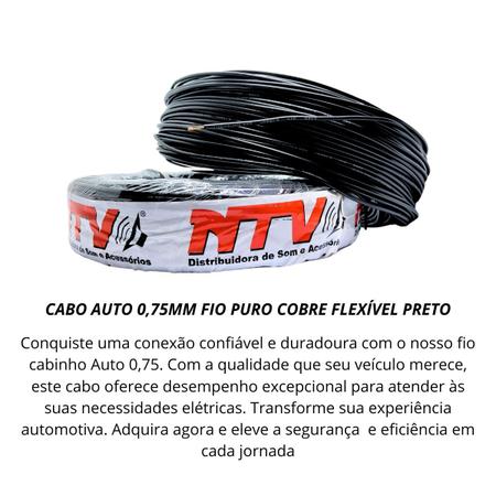 Imagem de Rolo Fio Cabinho Flexível 100% Cobre 0,75mm 100 Metros Cores CABO SOM ELETRICA AUTOMOTIVO