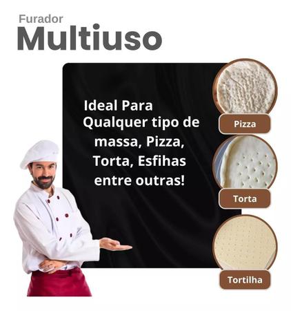 Imagem de Rolo Furador De Massa Pizza 12Cm Profissional White Inox