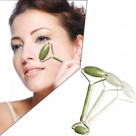 Imagem de Rolo Jade Massageador Facial Pedra Massoterapia Anti Estresse e Anti Rugas Drenagem Skin Care Olheiras