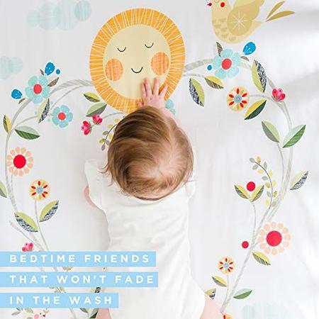 Imagem de Rookie Humans Floral Cotton Sateen Crib Sheets: Love Blooms, Berço Moderno Nursery Bedding, Lençóis de Colchão Equipados com um Design de Coração para Meninos e Meninas, Tamanho Padrão (52 "x 28")