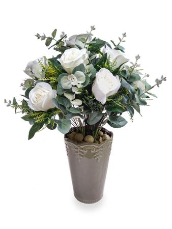 Rosa Branca Luxo Arranjo Flor Artificial Vaso Em Cerâmica - FLORDECORAR -  Plantas Artificiais - Magazine Luiza