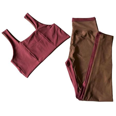 Imagem de Roupa de Academia Feminina Conjunto Fitness Top Dupla Face Calça Cintura Alta Diferenciado Estiloso