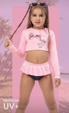 Imagem de Roupa de banho infantil feminina manga longa com proteção Uv