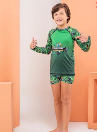 Roupa De Banho Infantil Sunga Boxer Blusa Uv50 Naruto Novuus