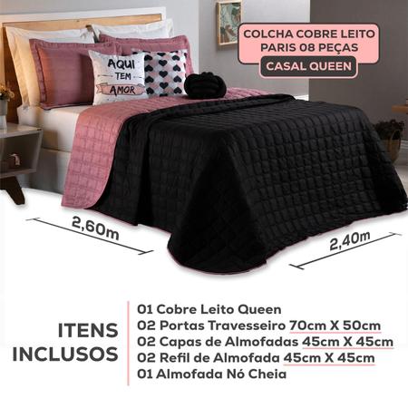 Roupa De Cama Casal Dupla Face Colcha Cobre Leito Bouti 8 Peças Premium com Almofadas Decorativa - F.V Enxovais Imagem de Roupa De Cama Casal Dupla Face Colcha Cobre Leito Bouti 8 Peças Premium com Almofadas Decorativa