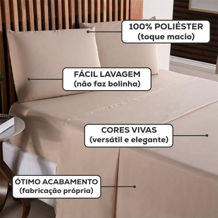 Imagem de Roupa de Cama Casal Padrão Jogo Lençol com Elastico 4 Peças 170 Fios Toque Extra Macio Fronhas Envelope