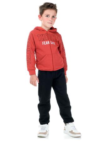 Imagem de Roupa de frio Criança Conjunto Moletom Masculino Infantil felpudo Com Capuz e bolso