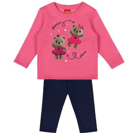 Imagem de Roupa Infantil Blusa Manga Longa Estampada e Calça Conjunto Moletom Kyly Moda Inverno Confortável